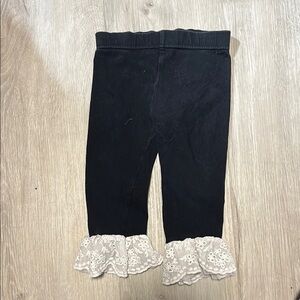 Rare Editions Black Leggings with Lace Trim 18M
